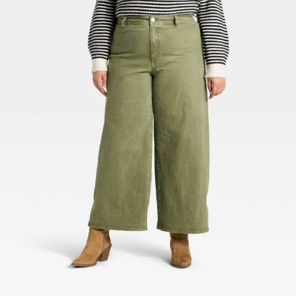 Universal Thread Woman’s Sailor High Rise Wide Leg Plus Size 17 Green Jeans NWT - Picture 2 of 11